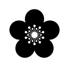 Sakura flower black icon. Stylized flower isolated on white background.