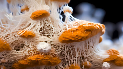 Mushroom Mycelium Network Threads Colonising a Substrate