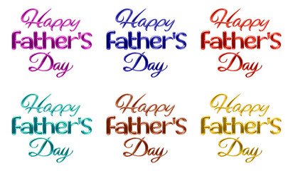 Set of happy father's day text isolated on transparent background in 3d rendering for fathers day concept.