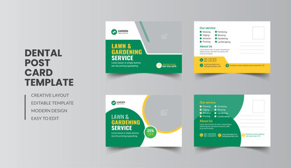 Lawn Mower Garden Postcard Template