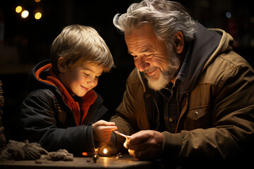 Grandparent Wisdom. Senior imparting advice to a grandchild, exemplifying the role of mentorship in senior life. Generative Ai.