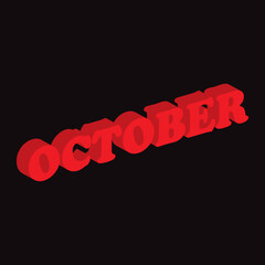 October Month Calendar Flat Design Illustration