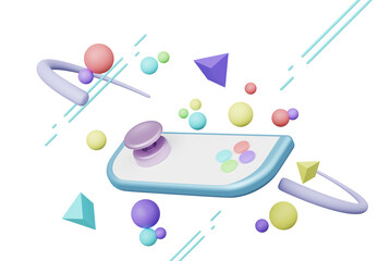 3D render, stick controller game, joystick pad for playing video game isolated on clean png background, technology futuristic concept, playing video gaming in the Augmented Reality world.