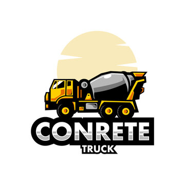 Conrete mixer truck logo design illustration vector