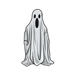 Halloween ghost character, decoration, vector illustration isolated on white background