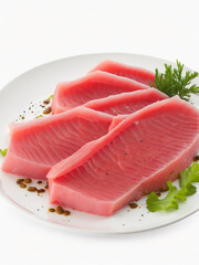 tuna sashimi isolated on white background