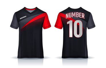Naklejka premium t-shirt sport design template, Soccer jersey mockup for football club. uniform front and back view. 