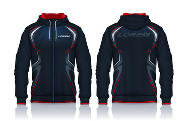 Hoodie shirts template. Jacket Design, Track Sportswear, front and back view.	
