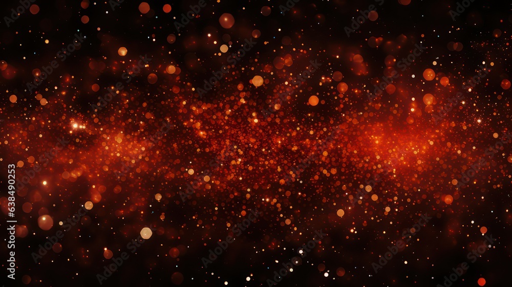 Poster black dark orange red brown shiny glitter abstract background with space. twinkling glow stars effec
