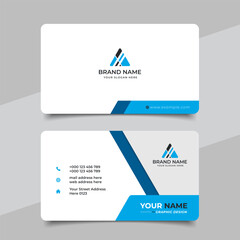 Blue modern creative business card and name card horizontal simple clean template vector design