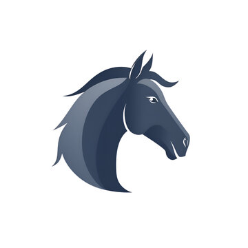 Horse head logo. Vector illustration of a black horse head.