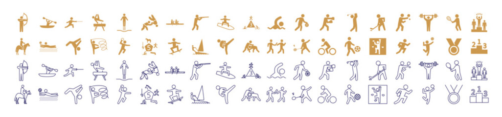 Pictogram set of various sports competitions