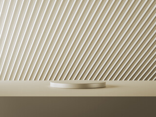 Brown podium for beauty and spa cosmetic brand display on brown background wall. Luxury neutral aesthetic interior scene for product placement.