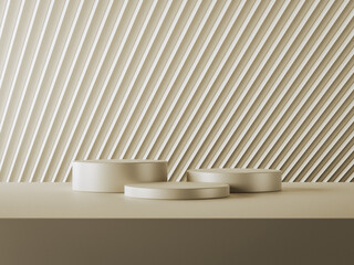 Brown podium for beauty and spa cosmetic brand display on brown background wall. Luxury neutral aesthetic interior scene for product placement.