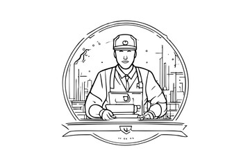 logo technician is observing the work drawings to be done