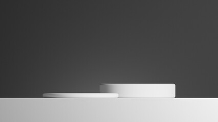 Abstract minimal scene with geometric. podium on gradient black grey background. product presentation, mock up, product show, podium, stage pedestal or platform