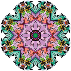 Colorful cute Mandalas. Decorative unusual round ornaments.