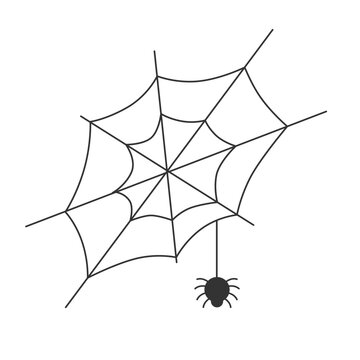Vector illustration of a web with a spider on a white background, a picture for the holiday of halloween.