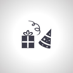 birthday gift icon. birthday cap icon