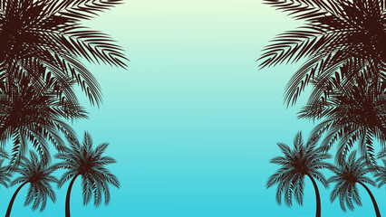 Vector of Silhouette coconut palm trees on beach at sunset.  © nuttawutnuy