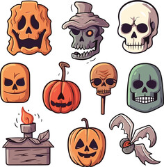 Collection of halloween silhouettes vector set