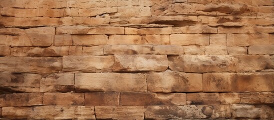 A sandstone wall is seen in the image