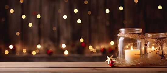 Christmas themed candle holders and handcrafted garlands enhance a warm and inviting indoor ambiance