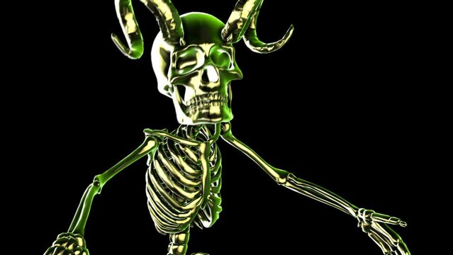Futuristic seamless animation of a glass zombie horned skeleton for Halloween visuals