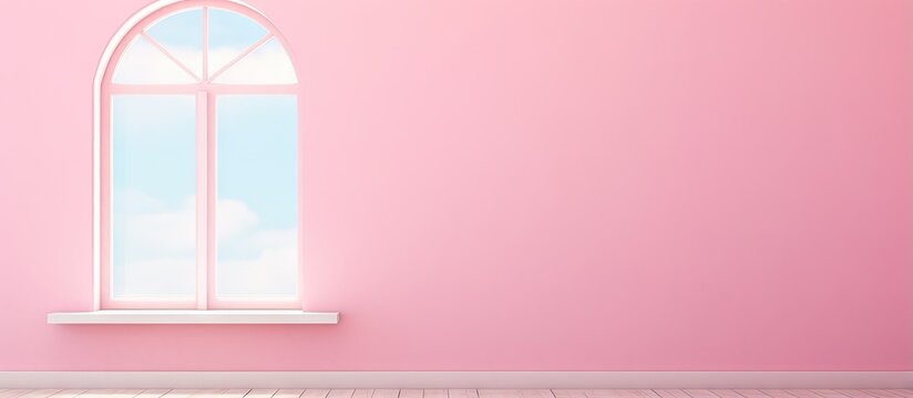 Minimal concept of difference with a white window surrounded by pink windows on a pastel pink wall