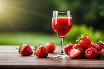Natural strawberry juice on a neutral background