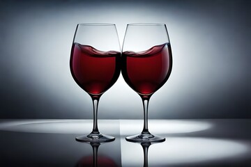 Fototapeta na wymiar Wine glasses on a neutral background created by AI