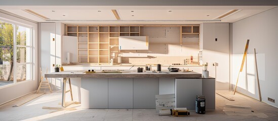 Preparing kitchen for installation of custom new features in modern home improvement