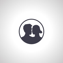 love Couple Icon. head silhouette of love Couple in circle