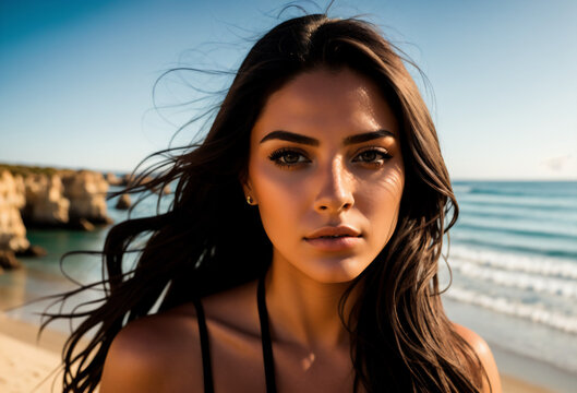 Woman portait near the sea