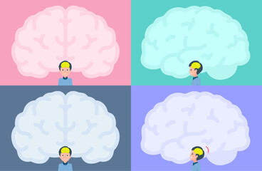 脳の形のフレームとお父さんのセット