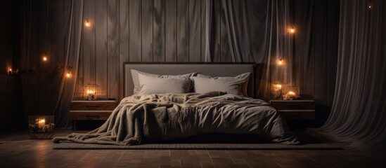 Obraz na płótnie Canvas illustration of a bed in a bedroom interior