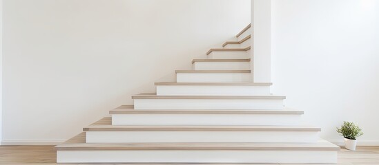 Fototapeta na wymiar White modern house with laminate wood stairs