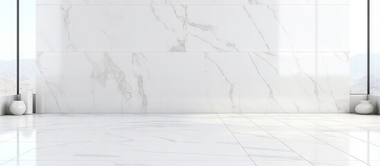 of pristine ceramic tile on white marble floor - obrazy, fototapety, plakaty