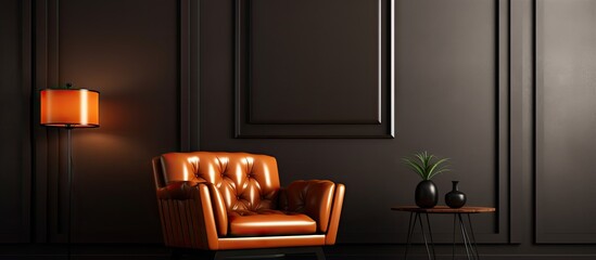 Monochrome leather couch in a single color room with ing