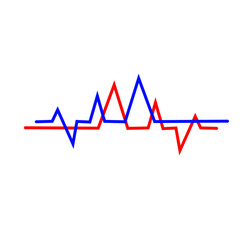 Illustration Up and down red and blue statistics lines