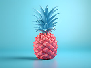 3d object neon color plastic pineapple illustration