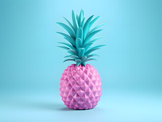 3d object neon color plastic pineapple illustration