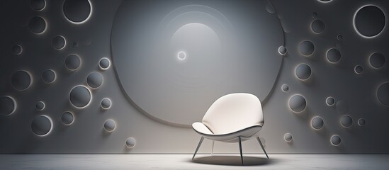 Modern white chair against wall with projected circles