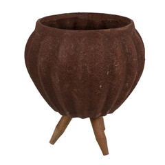 brown tripod flower pot