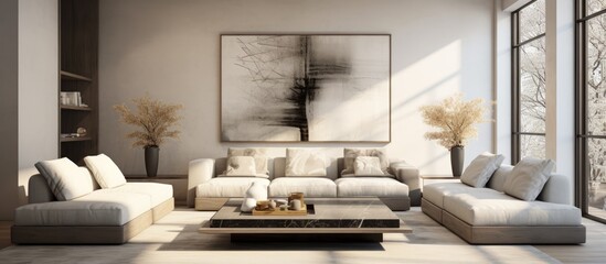 Internal view of a contemporary living room captured in a photograph