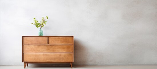 Contemporary wooden dresser on white backdrop