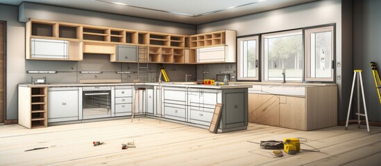 Preparing kitchen for installation of custom new features in modern home improvement