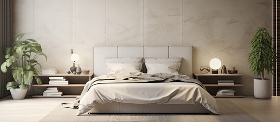 illustration of a bedroom with a bed