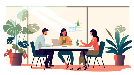 Team Meeting: A group of colleagues gathered around a conference table, engaged in a productive discussion,