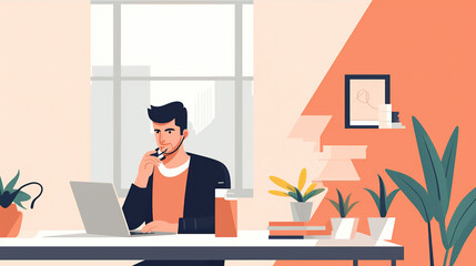 Office Phone Call: An employee at their desk engaged in a phone call, handling client inquiries or discussions